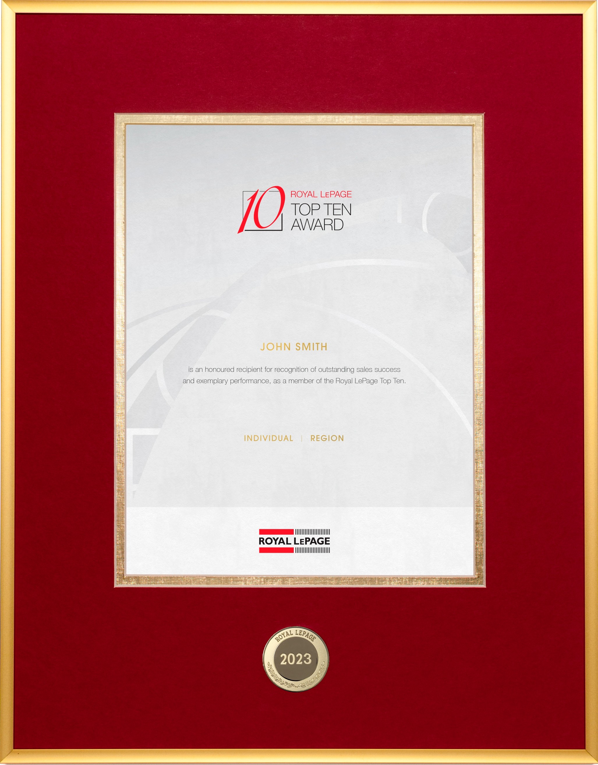 Royal LePage® Top Ten Award® (Individual - Provincial) Royal LePage® Top Ten Award® (Individual - Provincial)